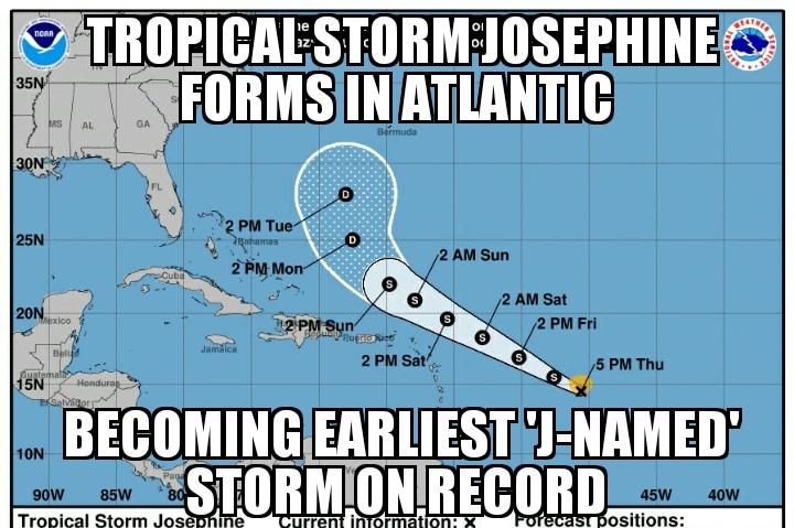 Tropical Storm Josephine forms