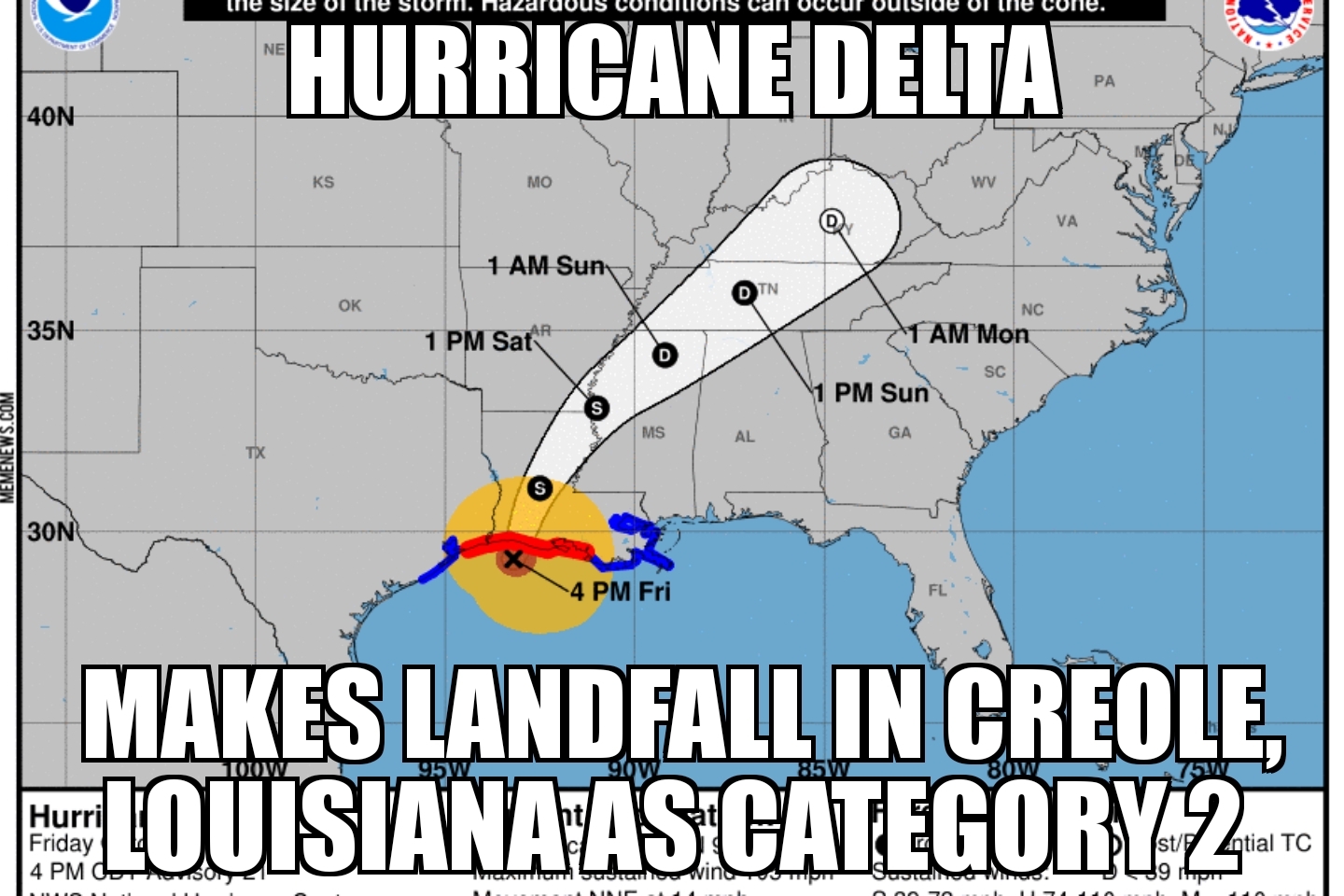 Hurricane Delta makes landfall in Louisiana