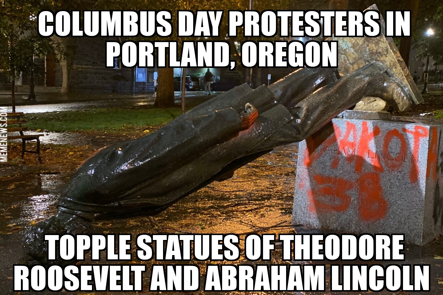 Portland protesters topple Lincoln, Roosevelt statues