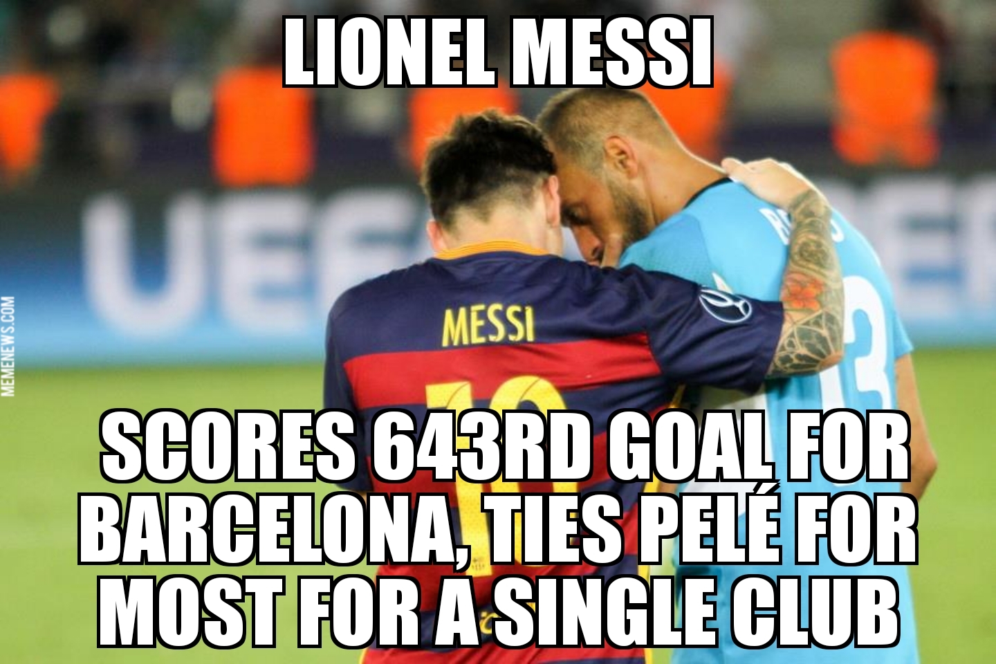 Messi ties Pelé goal record