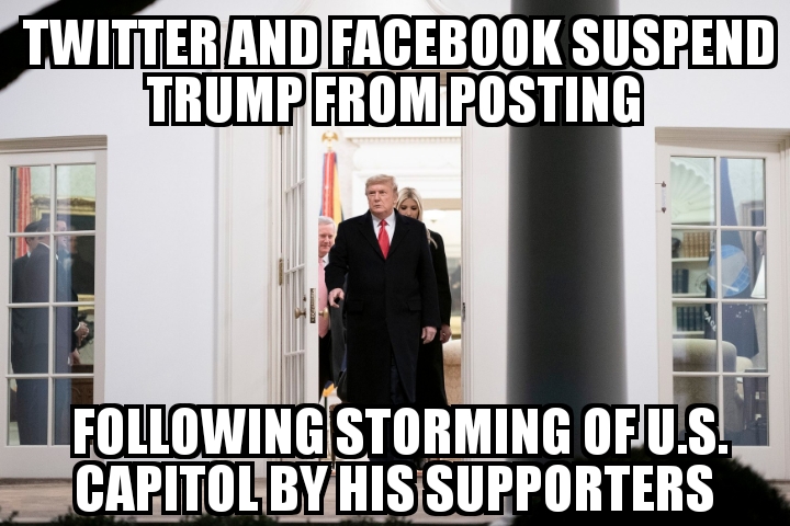 Twitter, Facebook suspend Trump