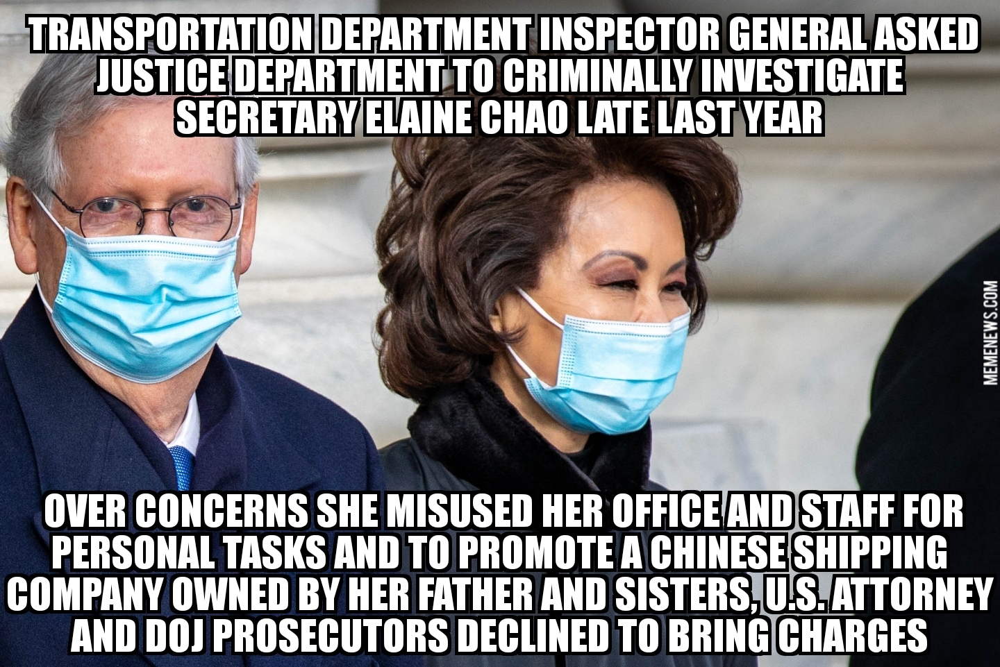 Transportation IG asked DOJ to investigate Elaine Chao