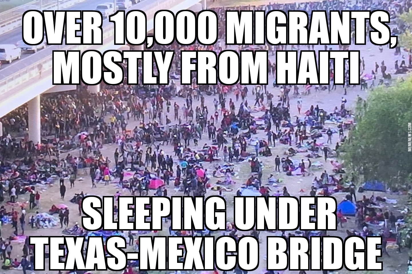 Migrants under Texas bridge