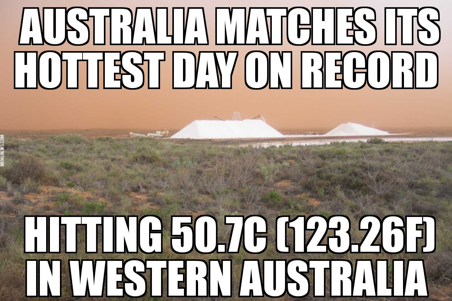 Australia matches hottest temperature