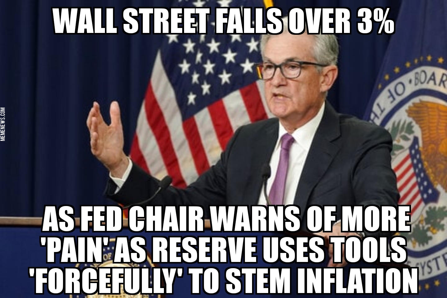 Wall Street falls as fed chair warns of ‘pain’