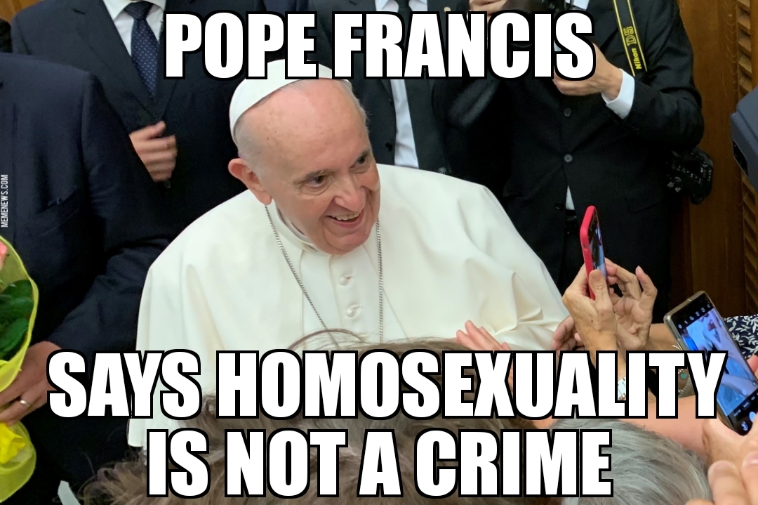 Pope says gay not crime