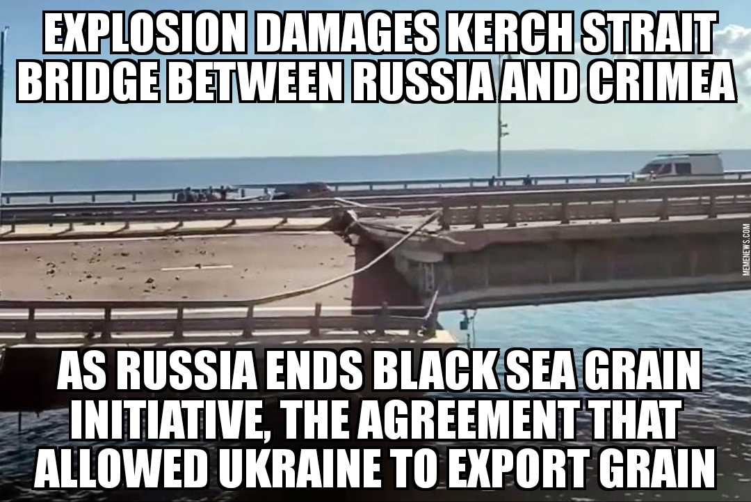 Crimea bridge bombed as Russia ends grain deal