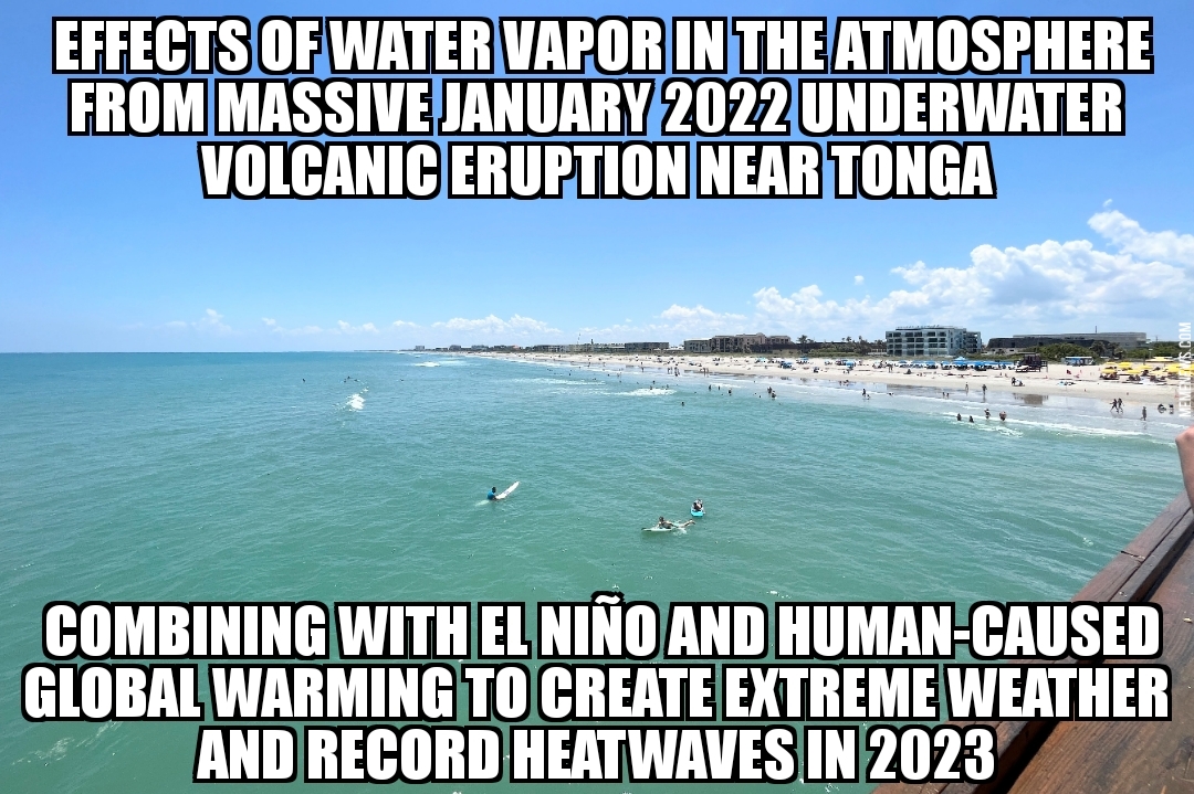 Tonga volcano eruption causing 2023 heat