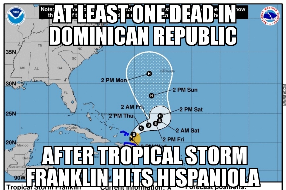 Tropical Storm Franklin his Dominican Republic