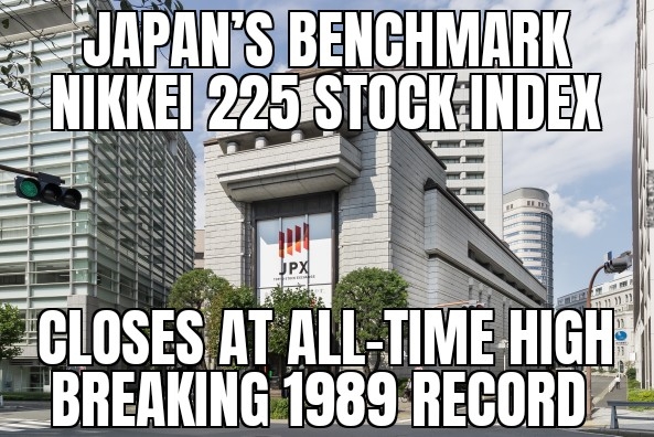 Nikkei 225 hits record high