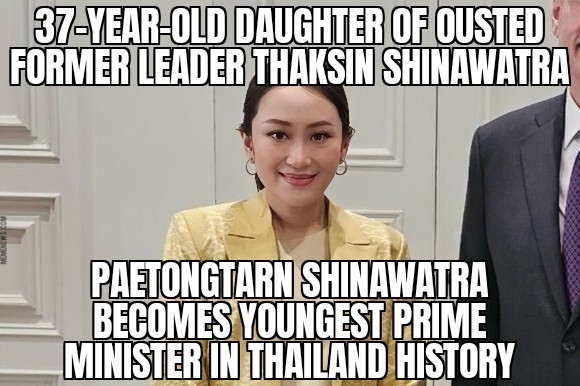 Paetongtarn Shinawatra becomes Thailand Prime Minister