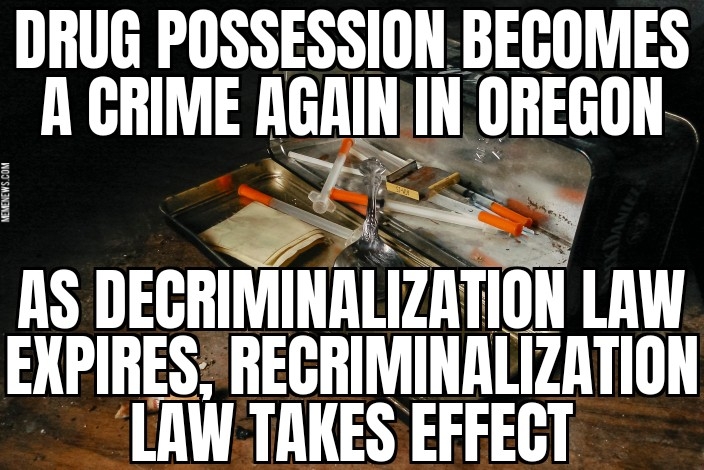 Drug possession becomes crime again in Oregon