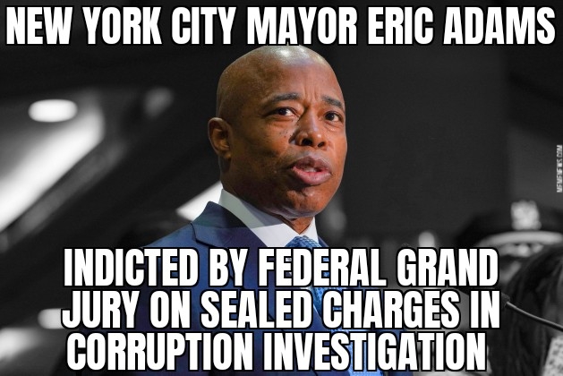 New York mayor Eric Adams indicted