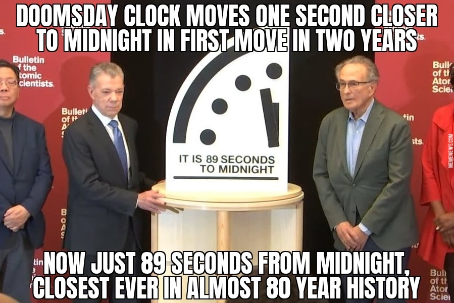 Doomsday Clock closer to midnight