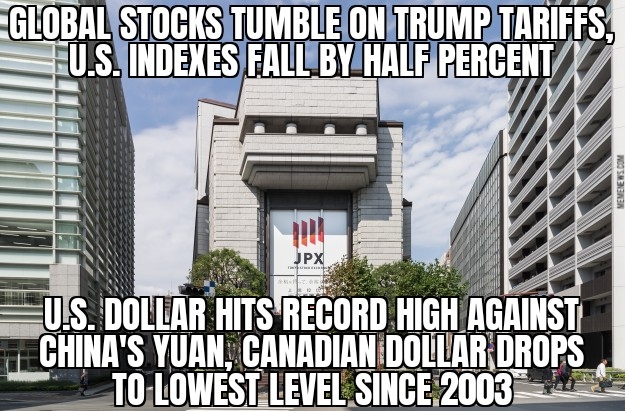 Stocks drop, dollar rises on Trump tariffs