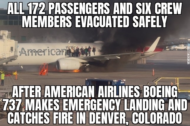 American Airlines 737 catches fire in Denver
