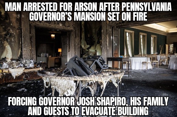Pennsylvania governor’s mansion set on fire