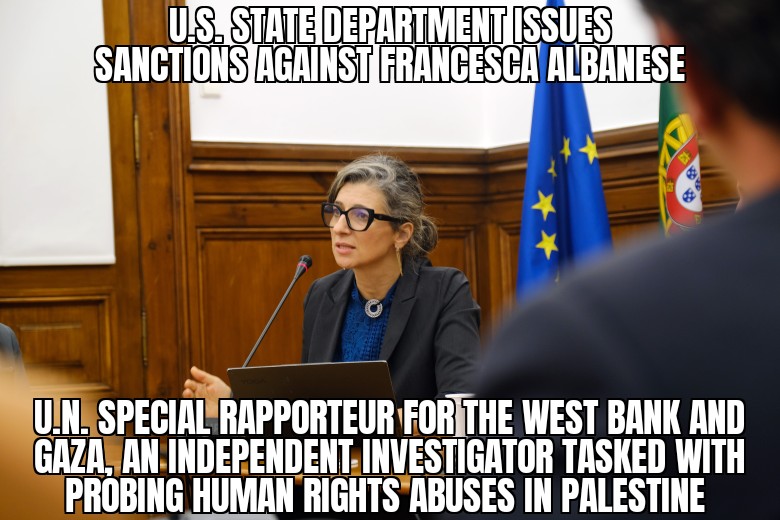 U.S. sanctions U.N. Palestine human rights investigator