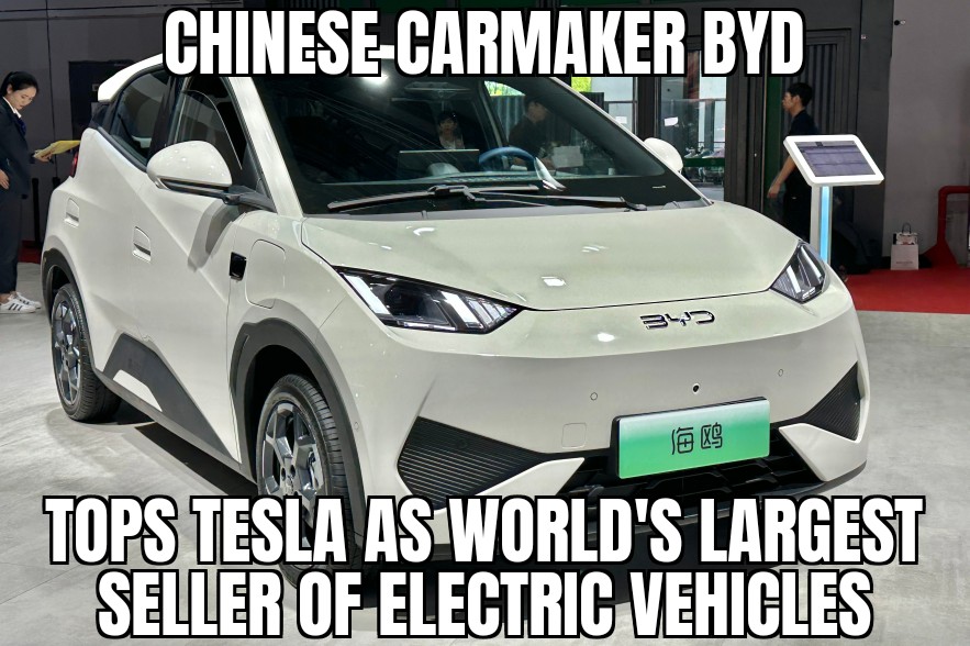 BYD tops Telsa in EV sales