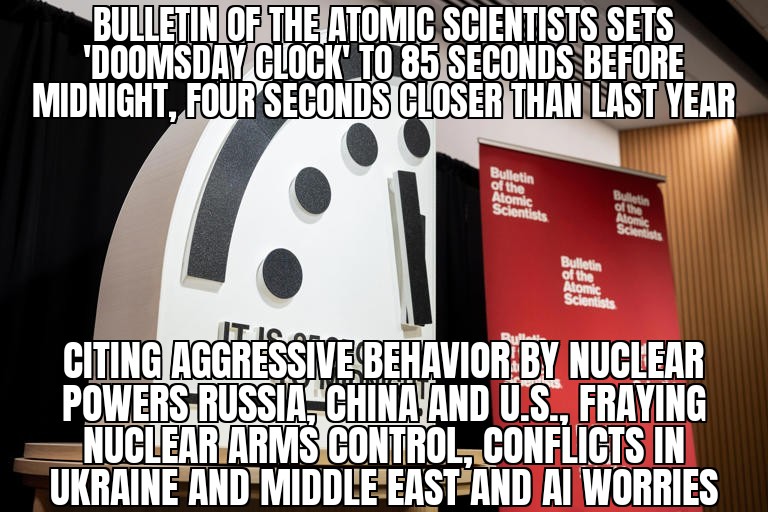 Doomsday Clock closer to midnight