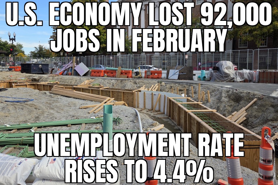 U.S. lost 92k jobs in February