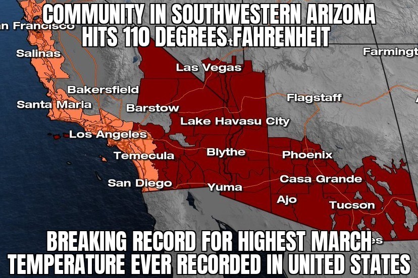 Arizona community breaks March temperature record