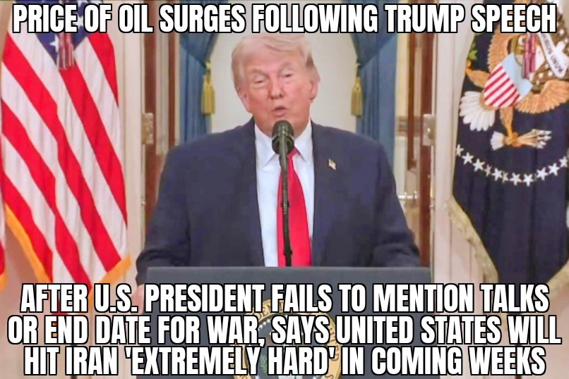 Oil jumps after Trump speech