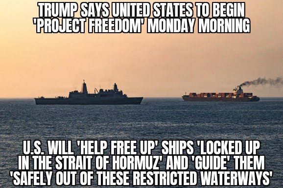 Trump says U.S. to ‘help free up’ ships in Strait of Hormuz