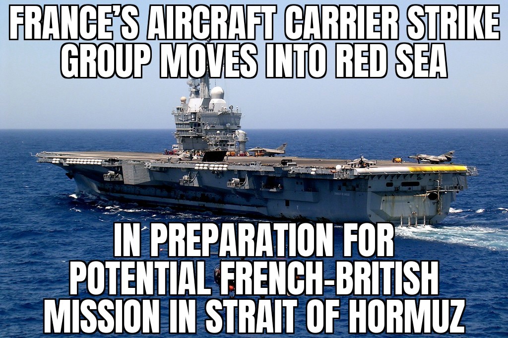France moves aircraft carrier to Strait of Hormuz
