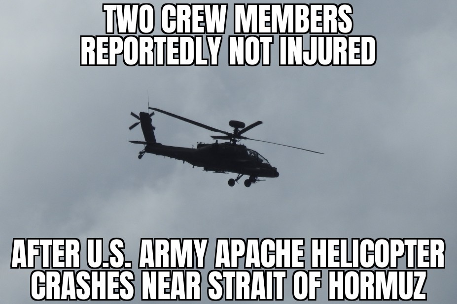 US apache crashes near Strait of Hormuz