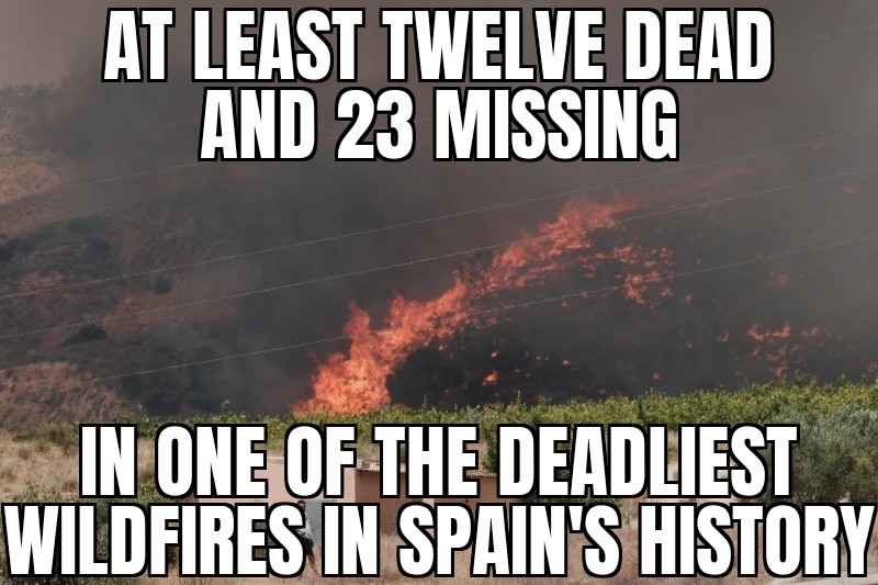 Spain wildfire kills 12