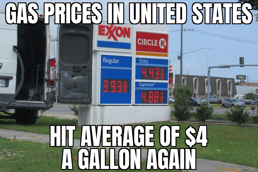 Gas hits $4 again