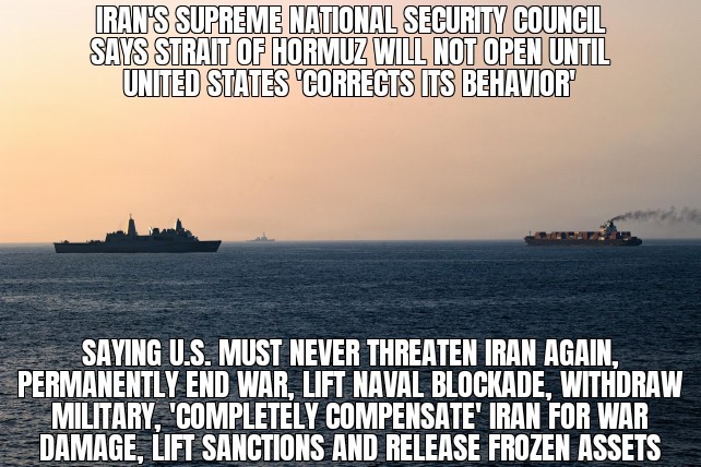 Iran lists Hormuz demands