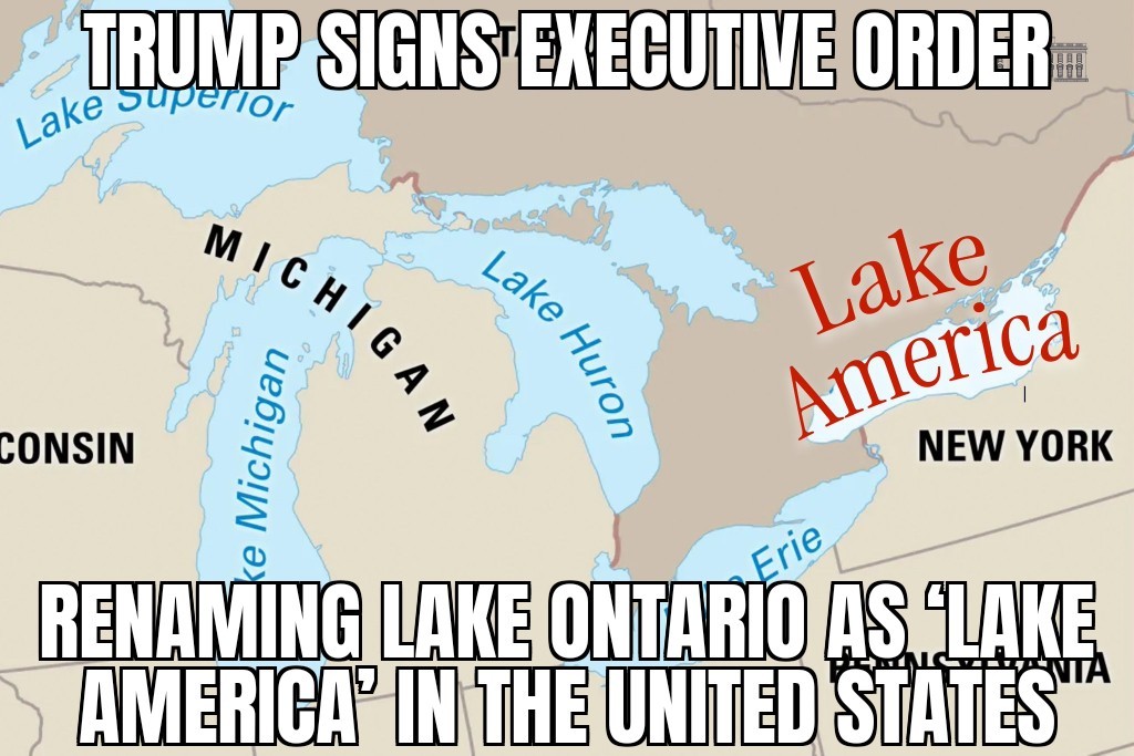 Trump renames Ontario ‘Lake America’