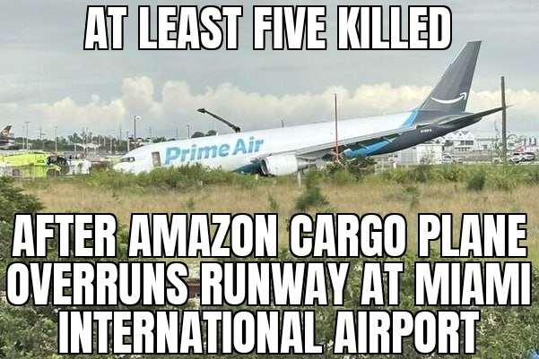 Amazon plane overruns runway